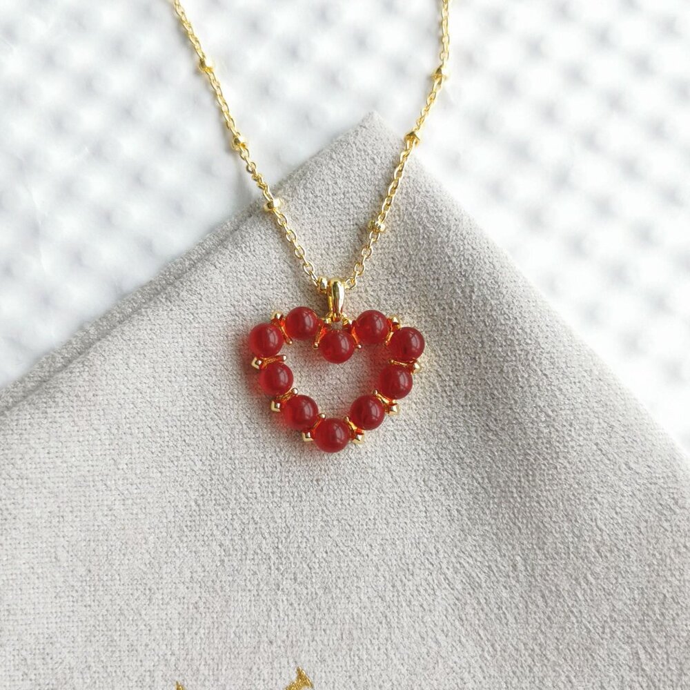 Kendra Scott Gold Red Glass Ashton Heart Short Necklace NEW